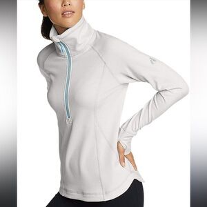 Eddie Bauer Women's Light Gray Quarter-Zip Top
